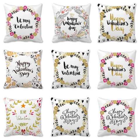 Valentine's Day Heart Pattern Square Pillowcase Peach Skin Velvet Decorative Cushion Cover For Home Sofa Decor Women Gift