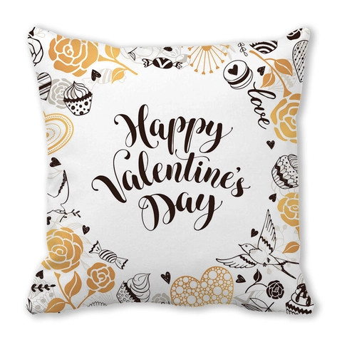Valentine's Day Heart Pattern Square Pillowcase Peach Skin Velvet Decorative Cushion Cover For Home Sofa Decor Women Gift