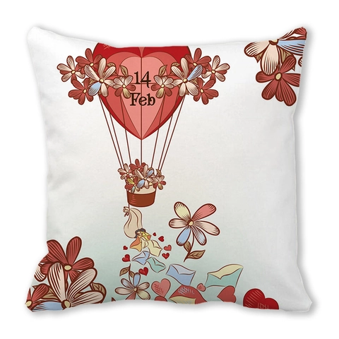 Funda de Almohada de Terciopelo Piel de Melocotón para San Valentín Happy Valentine Day Funda de Cojín Decorativa Patrón Corazón Amor