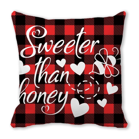 Valentine's Day Buffalo Plaid Throw Pillow Case Peach Skin Velvet Linen Decorative Cushion Cover For Sofa Couch Home Decor