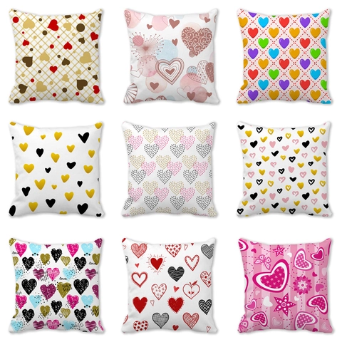 Valentijnsdag Hart Patroon Perzikhuid Kussensloop Decoratieve Kussenhoes Voor Sofa Slaapkamer Woonkamer Woondecoratie