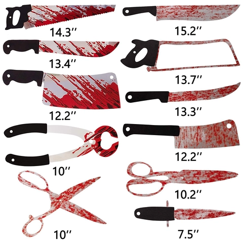 Striscione di Coltelli Insanguinati Horror di Halloween Oggetti di Scena Casa Stregata Bar Festa Decorazione Armi in PVC