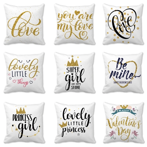 Valentine's Day Love Heart Kissenbezug Pfirsichhaut Polyester Romantischer Buchstabendruck Sofa Home Dekorativ