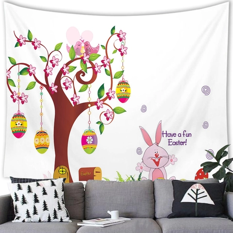Decorative Wall Tapestry Hanging Cloth Polyester For Living Room Easter Rabbit Halloween Pumpkin Gnomes Spring Festive Pattern
