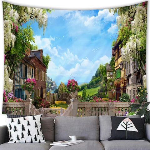 Natural Landscape Scenery Wall Hanging Tapestry Polyester Fabric Background Cloth Decor For Living Room Bedroom Office