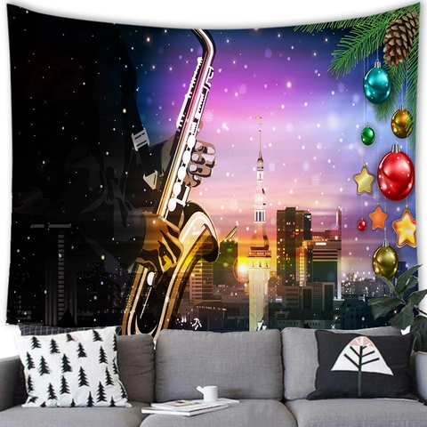 Vintage Music Rock Halloween Tapestry Polyester Wall Hanging Decoration For Bedroom Living Room Retro Pop Art Background Cloth