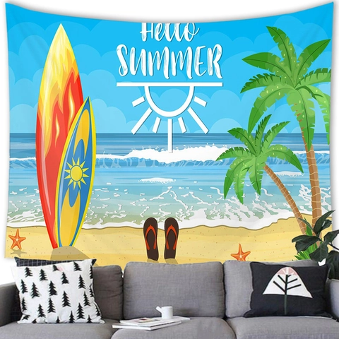 Arazzo Da Parete Poliestere Stampa Digitale Spiaggia Tramonto Paesaggio Tropicale Stile Mediterraneo Decorazione Per Interni