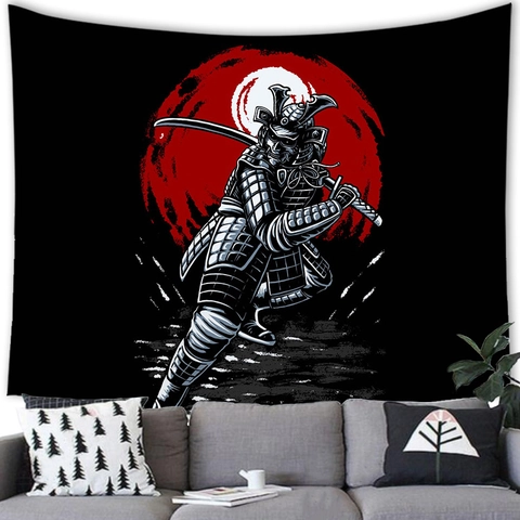 Gothic Skull Tapestry Wall Hanging Japanese Samurai Viking Warrior Decoration Polyester Background Cloth For Living Room Bedroom Party Decor