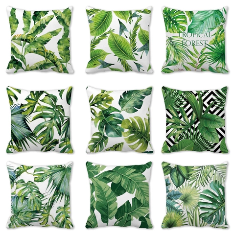 Tropenpflanze Blatt Kissenbezug Monstera Palme Kissenhülle Aquarell Pfirsichhaut Samt Heimdekor Sofa Nordisch