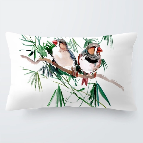 Aquarell Dschungel Vogel Blume Kissenbezug Kurzer Plüsch Dekorative Kissenhülle Für Wohnzimmer Schlafzimmer Heimdeko