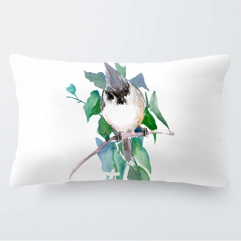 Watercolor Bird Flower Cushion Cover High Quality Short Plush Digital Printed Decorative Throw Pillowcase For Home Sofa Decor