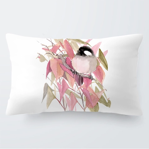 Aquarel Vogel Tak Patroon Kort Pluche Decoratieve Kussensloop Rustieke Botanische Kussenhoes Voor Sofa Home Decor