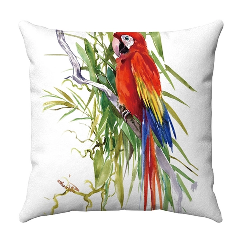 Aquarell Vogel Papagei Kolibri Floral Kissenbezug Kurzplüsch Weicher Dekorativer Kissenhülle Wohnzimmer Schlafzimmer