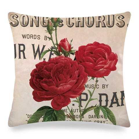 Kissenbezug Blumenmuster KunstSatin Vintage Quadratisch Dekokissen Hülle Sofa Couch Wohnzimmer Ölgemälde Stil Retro