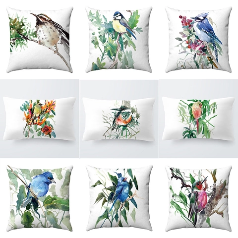 Aquarell Vogel Kolibri Kissenbezug Weich Kurzplüsch Dekorative Kissenhülle Für Sofa Schlafzimmer Home Dekor