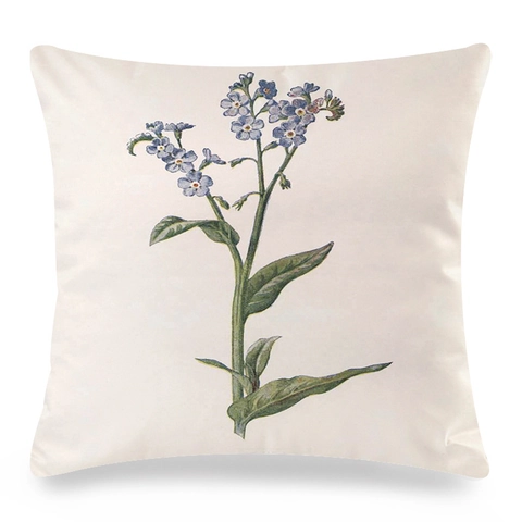 Vintage Botanical Floral Print Satin Square Cushion Cover For Sofa Decorative Throw Pillow Case Living Room Home Decor