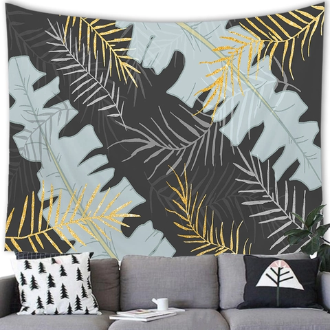 Tropical Monstera Palm Leaf Wall Tapestry Polyester Fabric Plant Pattern Wall Hanging For Living Room Bedroom Home Decor