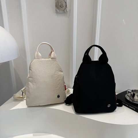 Women Minimalist Canvas Backpack Fashion Urban Lightweight Shoulder Bag Multifunctional Casual Daily Solid Color Travel Bag