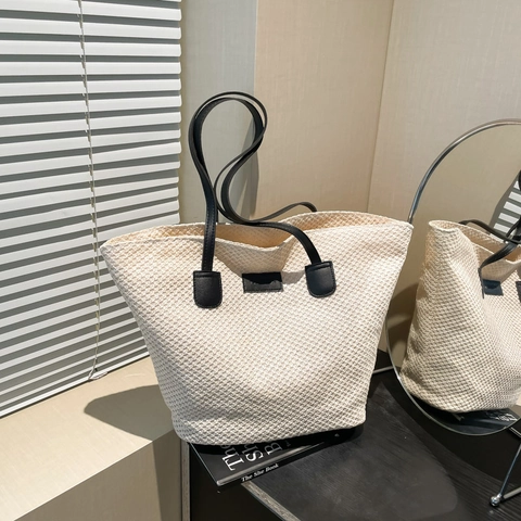 Stroh-Tote-Bag Mit PU-Lederriemen Große Kapazität Sommer Strand Unterarm Schulterhandtasche Für Frauen