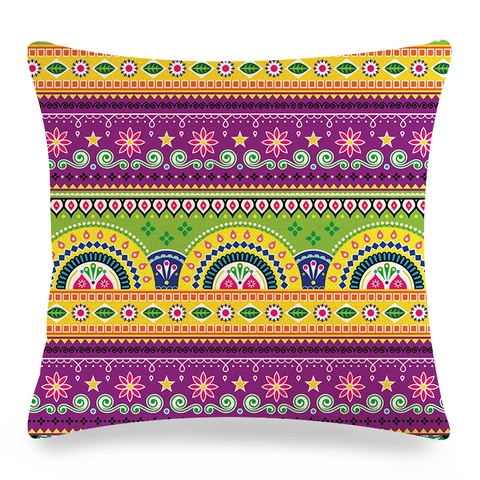Funda De Cojín Cuadrada De Lino Patrón Étnico Bohemio Mandala Funda De Almohada Decorativa Para Sofá Hogar