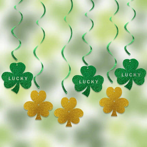 St. Patrick's Day Decorazioni a Spirale Appese Verde Oro Lucky Trifoglio Forniture per Feste Festival Irlandese Ornamenti da Soffitto