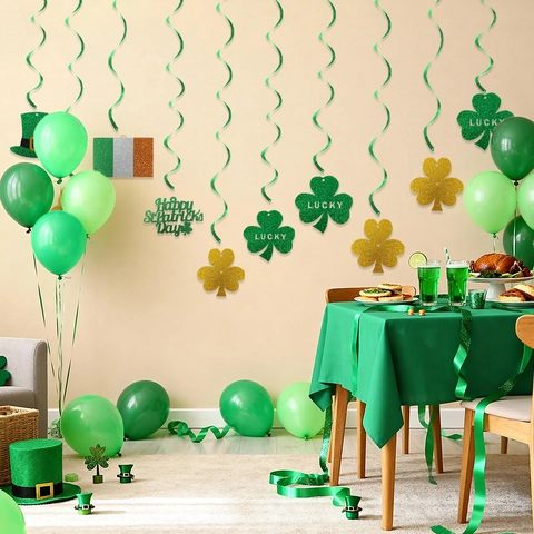 St. Patrick's Day Decorazioni a Spirale Appese Verde Oro Lucky Trifoglio Forniture per Feste Festival Irlandese Ornamenti da Soffitto