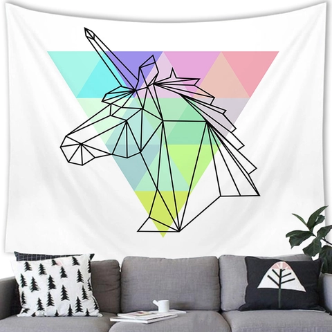 Dreamy Unicorn Wall Tapestry Polyester Fabric Cartoon Watercolor Galaxy Starry Night Blanket For Kids Bedroom Home Decor