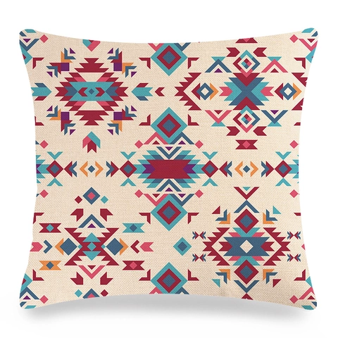 Boho Leinen Kissenbezug Geometrische Stammes Abstrakte Muster Ethnische Kissenhülle Für Wohnzimmer Sofa Dekor