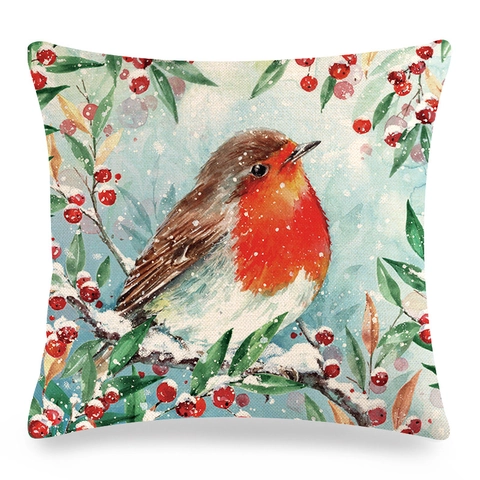 Kissenbezug Robinie Winter Aquarell Leinen Dekokissen Weihnachten Quadratisch Sofakissen Dekoration Zuhause