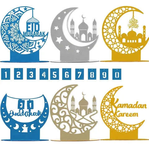 Ramadan Kareem Mubarak Acryl Mond Ornament Tischdeko Spiegel Goldener Mond Schloss Desktop Deko Für Eid Mubarak Feiertag Party Dekorationen