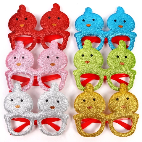 Occhiali Decorativi per Festa di Pasqua Orecchie di Coniglio Pulcino Glitter Plastica Accessori Foto Divertenti per Bambini Celebrazione Festival