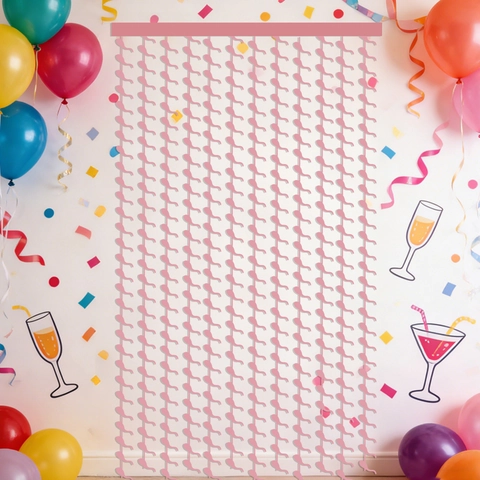 Tenda a Frange Rosa Metallizzato a Forma di Girino per Addio al Nubilato Matrimonio Compleanno Sfondo Fotografico Decorazione