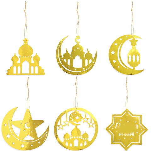 Ramadan Eid Mubarak Decorazioni Sospese Specchio Oro Cavo Luna Stella Lanterna Moschea Decorazioni Per Il Festival Mediorientale Arredamento Casa
