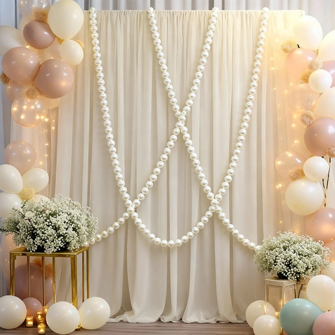 Large Faux Artificial Pearl Hanging String Wedding Party Background Decor Romantic Plastic Glossy Bead Garland DIY Event Layout