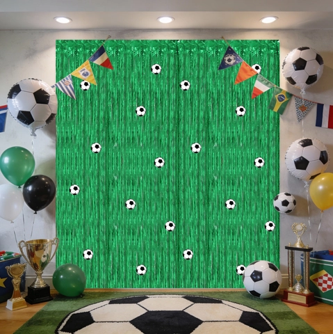 Tenda Con Frange In Alluminio Per Festa Di Calcio Sfondo In Tinsel Metallico Decorazione Per Feste Sportive