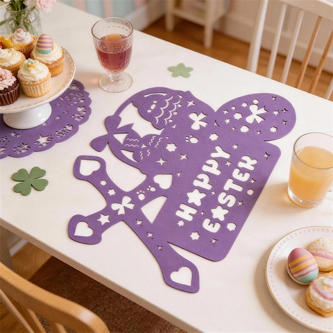 Ostern Hase Ei Filz Platzdeckchen Hohl Laserschnitt Vlies Tischmatte Für Frühlingsparty Heimtischdekoration Requisite