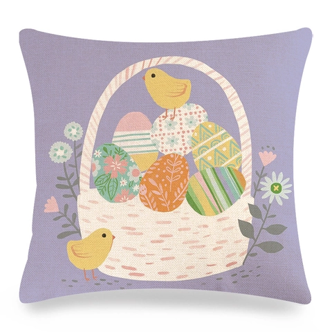 Cartoon Osterhase Leinen Kissenbezug Hase Ei Küken Druck Kissenbezug Für Sofa Wohnzimmer Haus Dekoration Urlaub Ornament