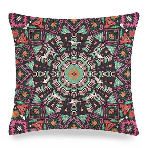 Geometrischer Abstrakter Kissenbezug Aus Leinen Im Ethnischen Boho Stil Quadratischer Sofakissenbezug