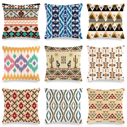 Geometrische Abstracte Linnen Kussensloop Kussenhoes Etnisch Ikat Tribale Patroon Sofa Huis Woonkamer Modern Esthetisch