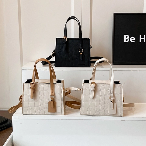 Bolso de Hombro Vintage para Mujer con Patrón de Cocodrilo Bolso Cuadrado Pequeño de Cuero PU con Herrajes Dorados Moda