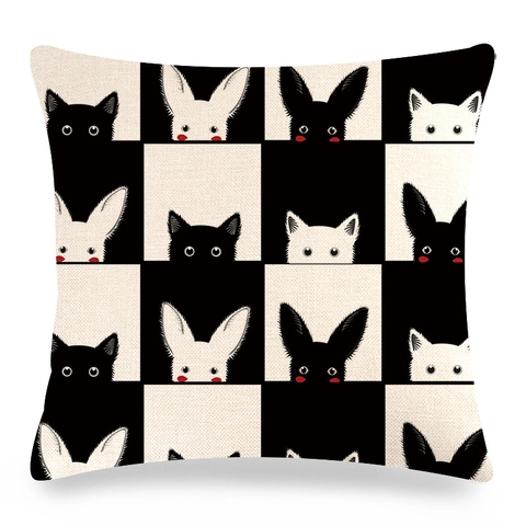 Easter Bunny Linen Throw Pillow Case Square Digital Print Rabbit Decorative Cushion Cover For Sofa Home Decor Office
