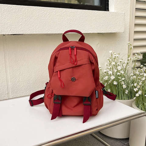 Mochila de Nailon Minimalista Japonés Color Sólido Gran Capacidad Moda Casual Viaje Multibolsillo Daypack para Hombre Mujer