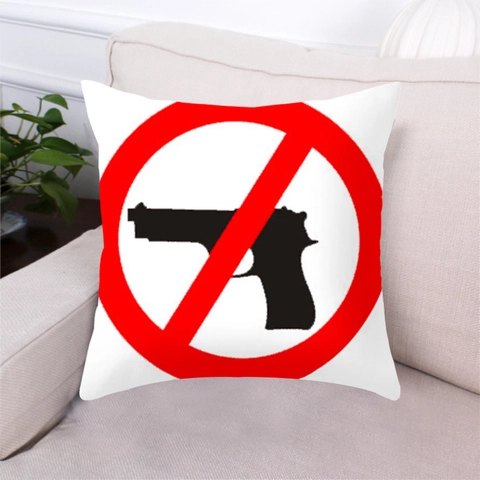 Funda De Cojín Con Signo De Prohibición De Armas Cuadrada Tela De Piel De Melocotón Funda De Almohada Para Sofá Tema Anti Violencia