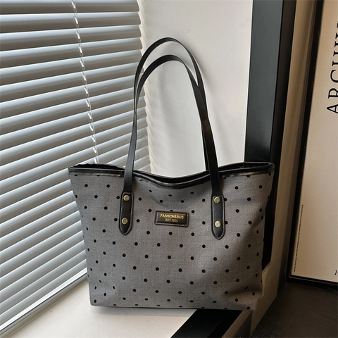 Borsa Tote da Donna in Pelle PU con Stampa a Pois e Cuori Borsa a Spalla di Grande Capacità Borsa a Mano Street Style per Pendolarismo