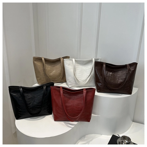 Borsa Tote Grande Da Donna Pelle PU Design Scheletro A Coste Rilievo Stile Gotico Punk Spalla A Mano