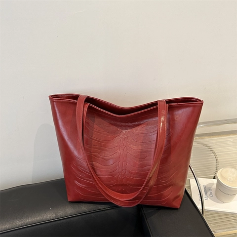 Gothic 3D Skelett Rippenbogen Geprägt Tote Bag Damen Große Kapazität Vintage PU Leder Umhängetasche Punk Rock Commuter Handtasche
