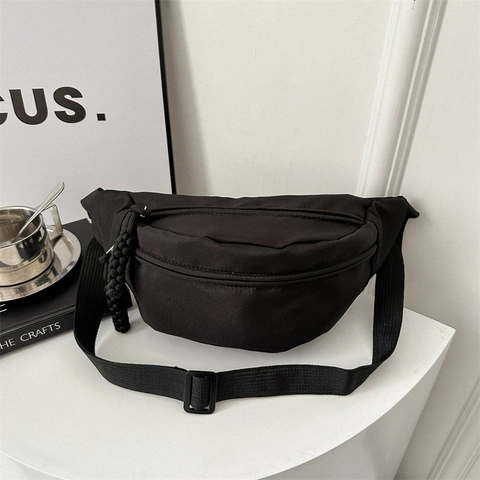 Damen PU Leder Brusttasche Minimalistische Gürteltasche Mit Geflochtenem Reißverschluss Lässige Umhängetasche Für Reise Sport Mode