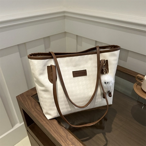 Elegante Draagtas Met Hahnentritt-patroon Grote Capaciteit Vrouwen PU-Leren Schoudertas Casual Woon-werkverkeer Mode Tas