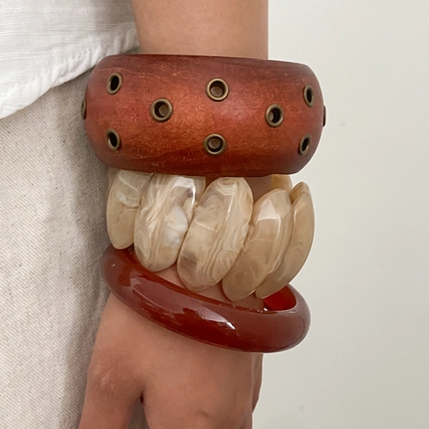 Geometrische Holz Und Harz Armreifen Minimalistische Retro Breite Böhmische Schmuck Für Frauen
