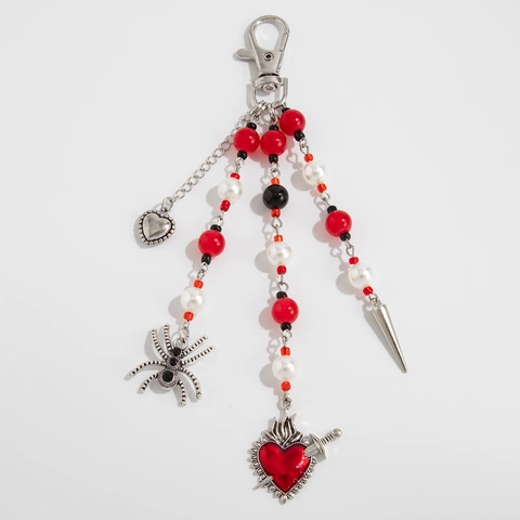 Gothic Perlen Schlüsselanhänger Kreuz Skelett Sarg Fledermaus Anhänger Schwert Herz Taschenanhänger Für Halloween Damen Grunge Schmuck